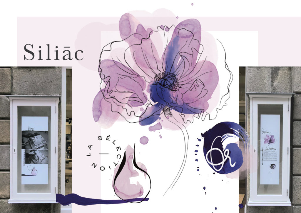 Contemporary floral illustration integrated into storefront design, creative direction concept for boutique branding and experiential retail.